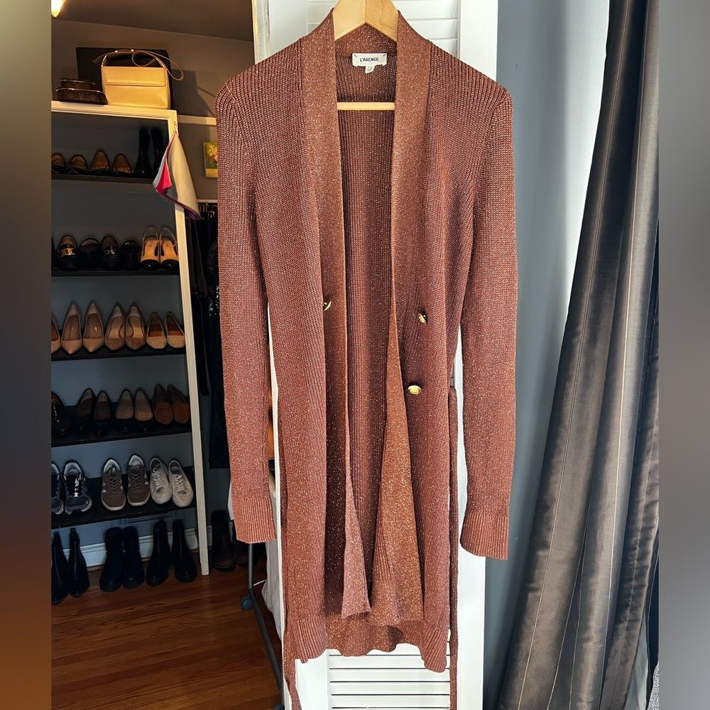L'AGENCE Noe Double Breasted Copper Cardigan Sweater - Picture 7 of 16